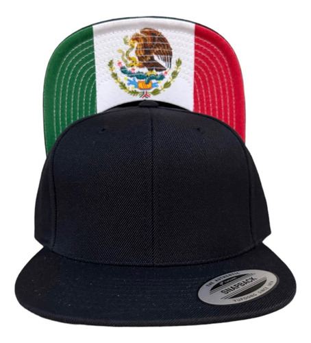 Gorra Plana Lisa Snapback Yupoong Visera Bandera De Mexico