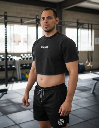 Playera - Crop Top Classic Runfit Ceniza Deportiva Cross Gym | Meses sin interés