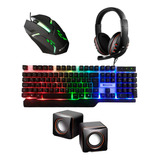 Kit Gamer Teclado Mouse Headset Semi Mecânico P/ Pc Notebook