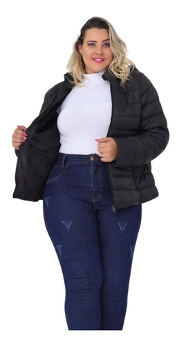 Jaqueta Feminina Puffer Tam Grande Forrada Pelúcia Plussize