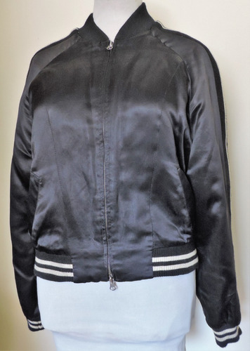 Chaqueta Bomber Negra Seda