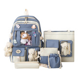 Set 5 Mochila Bolsas Escolar Estudiante Lapicera Tote Lona