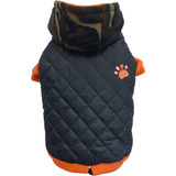 Parka Para Perros Impermeable Con Polar - Negro Con Naranjo