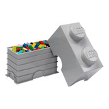 Lego Contenedor Canasto Apilable Organizador Storage Brick 2 Color Stone Grey