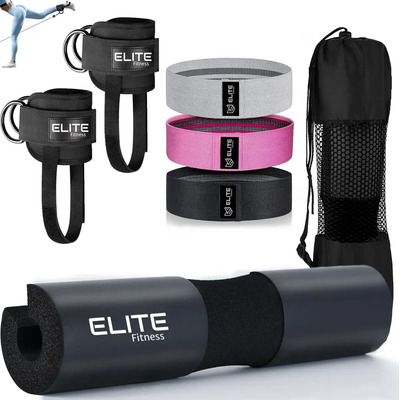 Pack Con Grilletes, Bandas, Y Almohadilla Para Gimnasio Gym Color Negro | Envío gratis