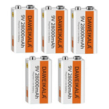 Kit 5 Baterias Pilhas Usb Recarregáveis 9v 28000mah 