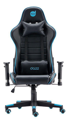 Cadeira Gamer Dazz Prime X V2 Preto E Azul Com Almofada Par