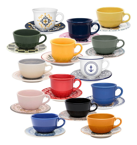 Juego De Vajilla Tazas Desayuno Decorados Oxford 8 Piezas