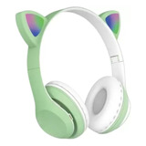 Fone Bluetooth Orelha De Gato Led Colorido (verde)