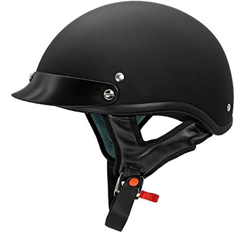 Vcan Cruiser Solid Flat Black Half Face Motorcycle Helmet (l