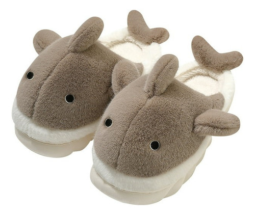 Pantuflas Niño Bebé Tiburón Shark Peluche Cómodas Café