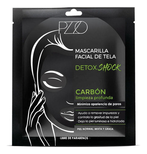 Mascarilla Facial De Tela Detox Carbón | Petrizzio | Piel Normal, Mixta Y Grasa