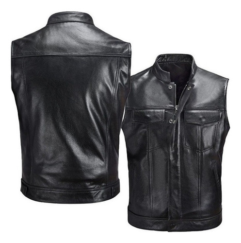 Casual Leather Biker Vest For Men. 2024