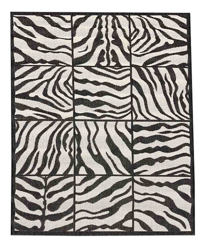 Alfombra Rustica Blanco Negro Cebra 160x220cm Carpetshop