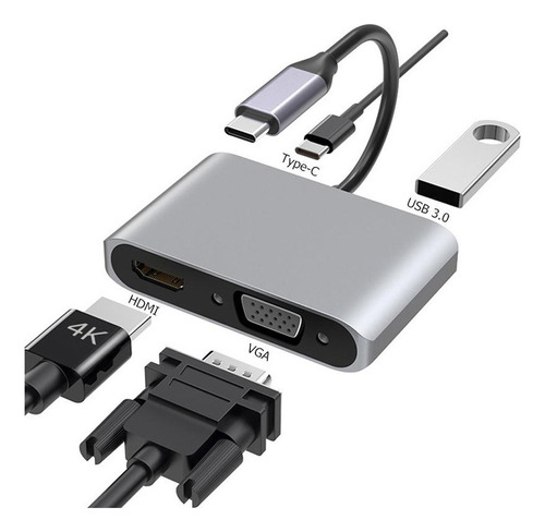 Adaptador Usb Tipo C A Hdmi Vga Convertidor De Vídeo 4k Z