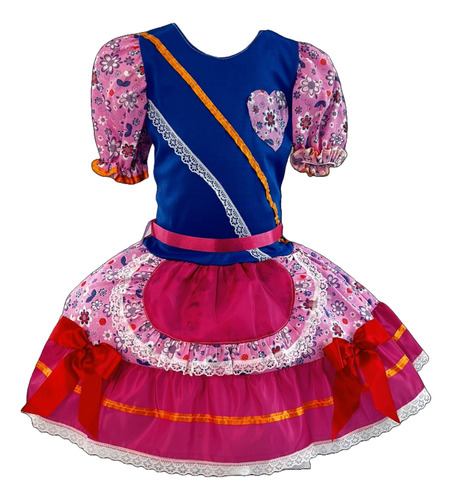 Vestido Festa Junina Caipira Com Bermuda Infantil Menina