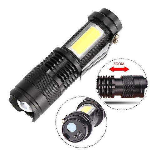 Mini Linterna Tactica Led Recargable Usb Luz Led Lateral