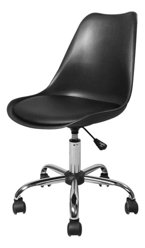 Cadeira De Escritório Charles Eames Giratória Confortável Cor Preto