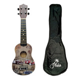 Ukelele Soprano Yuka Estampado Autos Antiguos + Funda 