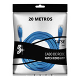 Cabo De Rede 20 Metros Montado Rj45 Ethernet Cat5e Lan Azul
