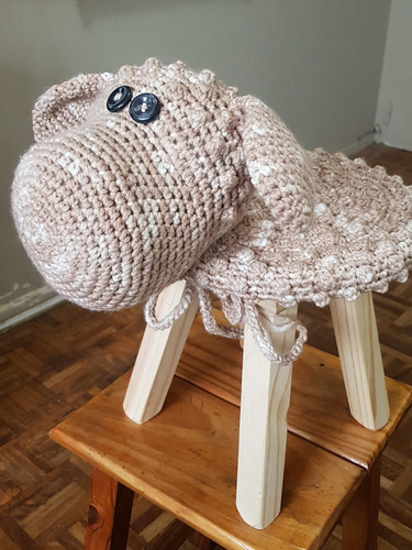 Banquito Oveja Tejido Crochet-deco Infantil Pato& Punto