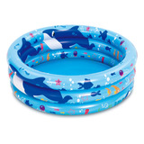 Piscina Inflable Para Niños 34 X 10, 3 Anillos Azules