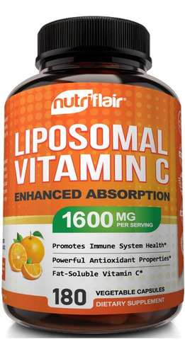 Vitamina C Liposomal 1600mg Inmunidad 180 Caps Nutriflair 