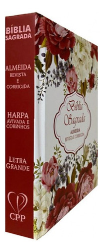 Bíblia Sagrada Letra Grande Harpa Arranjo Flores Capa Dura