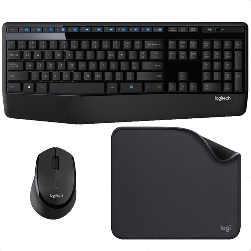 Combo Inalámbrico Logitech Mk345 + Pad Mouse Studio Series Mouse Negro Teclado Negro