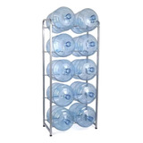 Rack Estante Organizador De 10 Botellones Bidones Agua 20 L Color Plata