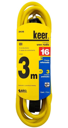 Keer (2435) Extension Uso Rudo 3 M 7 Amps.2 Cond.