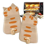 Set Guantes De Cocina Horno Toma Ollas Diseño Gatito Kawaii