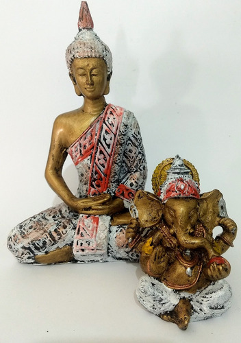 Buda Hindu Meditando+brinde Ganesha Deus Intelecto Estátua