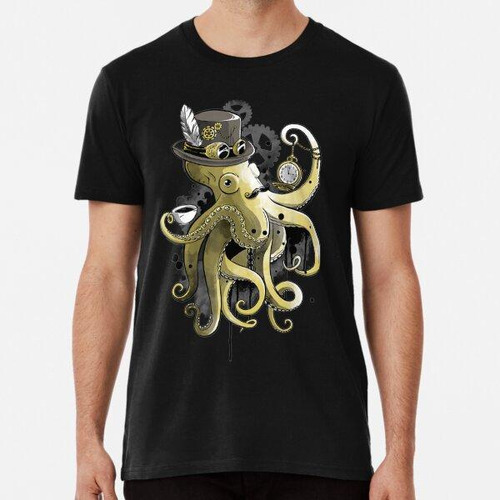 Remera  Pulpo Steampunk Café Acuarelar Krakenns Algodon Prem