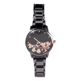 Reloj Para Negro Con Flores Para Dama Nine West Nw2597flgy