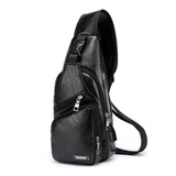 Pechera Mochila Antirrobo Usb Cuero Bandolera Cruzada Hombro