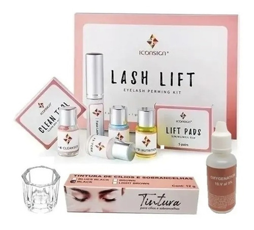 Kit Lash Lifting Com Tintura E Oxidante Permanente De Cílios