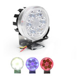 Faro 6 Led Redondo Moto Universal Estrobo Arillo Rojo Azulf1