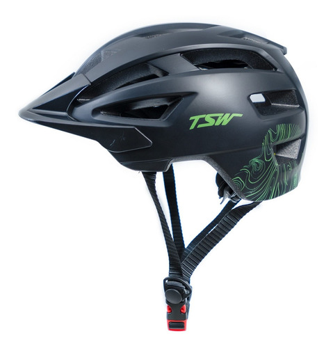 Capacete Enduro All Mountain Tsw Para Bike Mtb Preto Verde