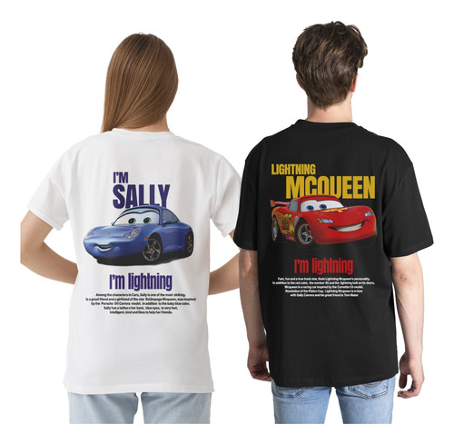 Kit 2 Camisas Carros Mcqueen Masculina + Feminina Casal