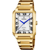 Reloj Festina Hombre On The Square Dorado Fecha F20678.1 Fondo Blanco