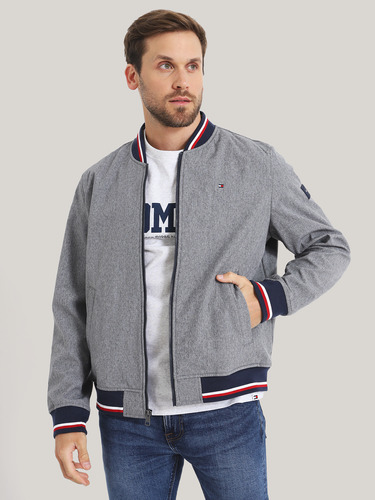 Chaqueta Bomber Varsity Stripe Gris Tommy Hilfiger