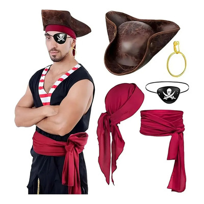 Set Accesorios De Disfraz Pirata Cosplay Halloween Carnaval