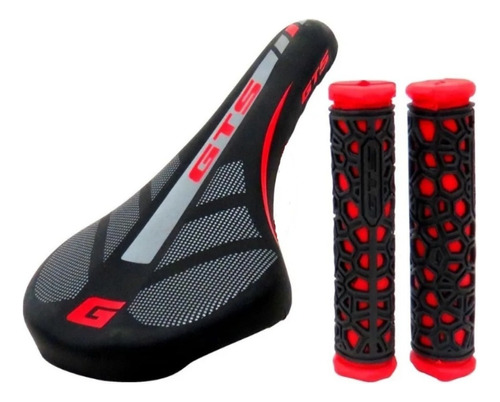 Banco Selim Gts Bicicleta Mtb Speed Exotic Cores + Manopla Comprimento 15 Cm Cor Preto/vermelho Largura 15 Cm