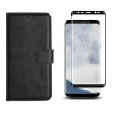 Kit Capa Case Carteira Couro Para Galaxy S9 + Pelicula 3d