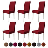 6 Fundas Elástica Cubre Silla Comedor Strech Ajustable Color Color Rojo