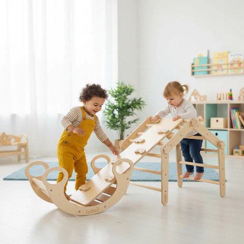 Triángulo Pikler Montessori Balancín Rampa Reversible Niños | Meses sin interés