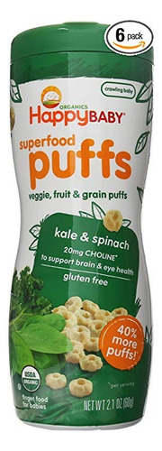 Happy Baby Organic Súper Puffs Kale Y Espinacas, 2,1 Frasco 