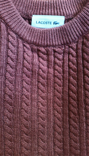 Sweter Lacoste De Lana Y Cachemira. Color Terracota.