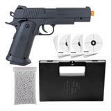 Pistola Arsoft 1911 V18 Full Metal 6mm 10 Alvo 1000 Bbs Case